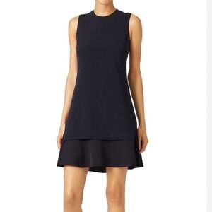 Theory Malkan Admiral Crepe Silk Sleeveless Layered Career Shift Dress Size 10